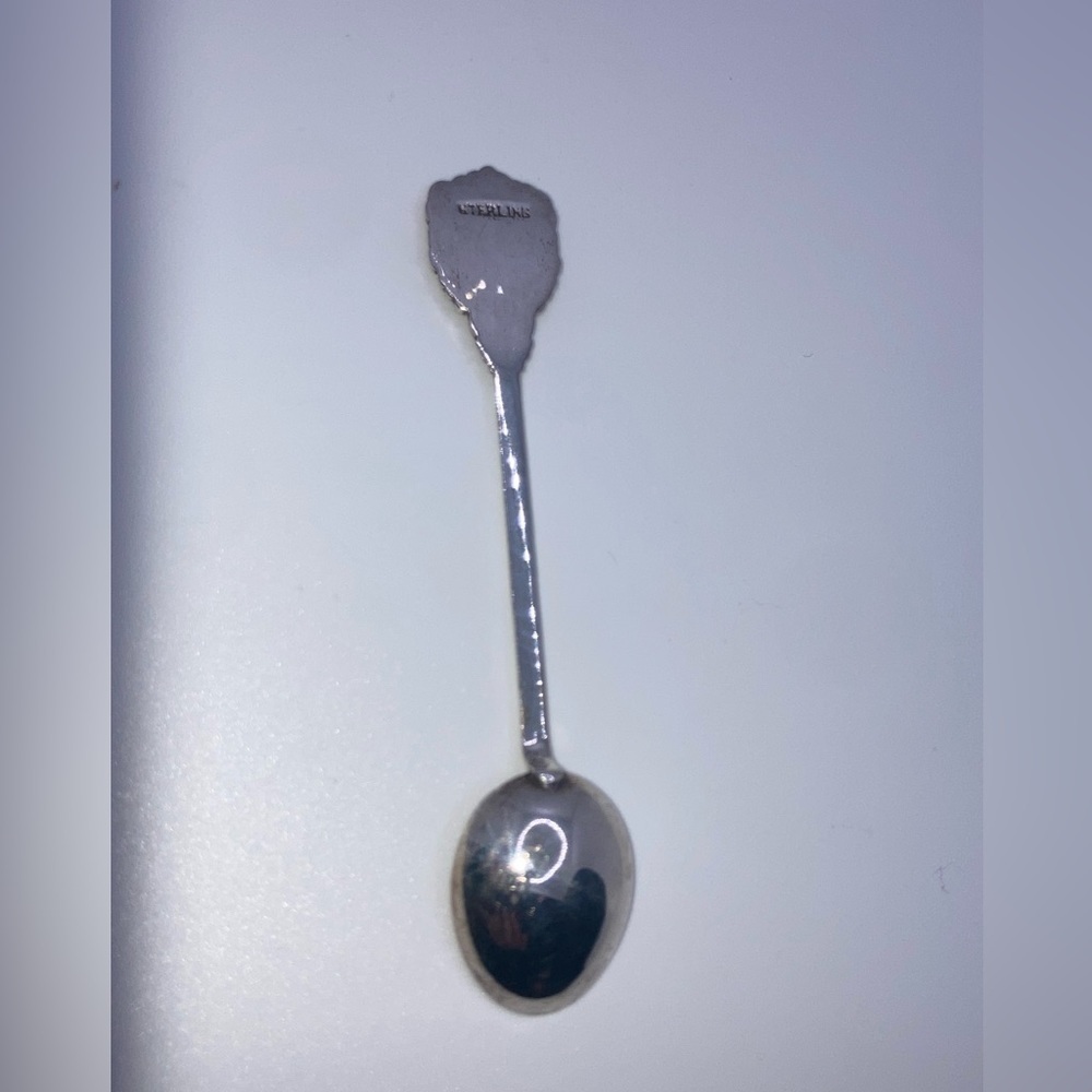 Vtg Sterling Silver Blue Enamel ‘ Bombay ‘ Sugar Souvenir Spoon 4” - Picture 4 of 6